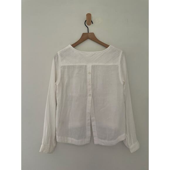 Cloth & Stone White Split Back Top XS Long Sleeve Hi Low Shirt Minimalist - Picture 7 of 9